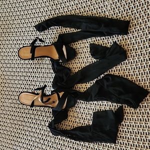 Ladies Heals Open Toe with Wrap around Fabric